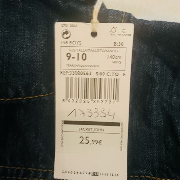 🎁NEW Mango Kids Jean Jacket Boys 9-10 NWT, Dark Denim - Picture 6 of 9